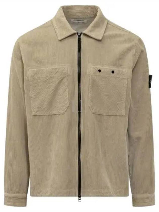 Organic Cotton Corduroy Zip-Up Jacket Beige - STONE ISLAND - BALAAN 2