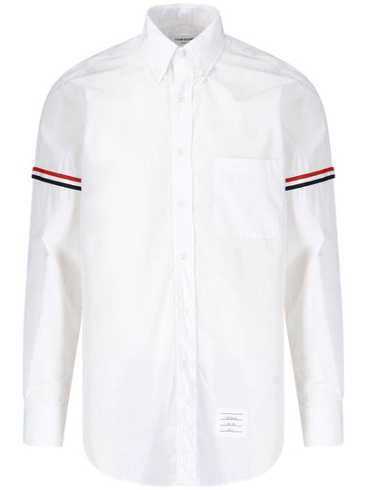 Men's Poplin Grosgrain Armband Classic Long Sleeve Shirt White - THOM BROWNE - BALAAN 2