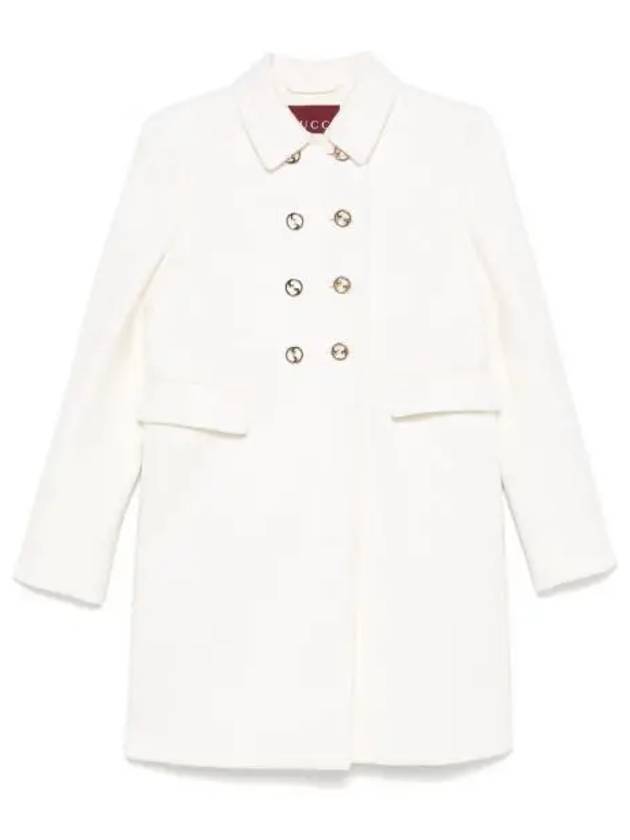 Slim Fit Wool Double Coat White - GUCCI - BALAAN 2