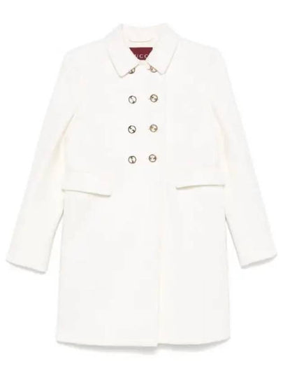 Slim Fit Wool Double Coat White - GUCCI - BALAAN 2