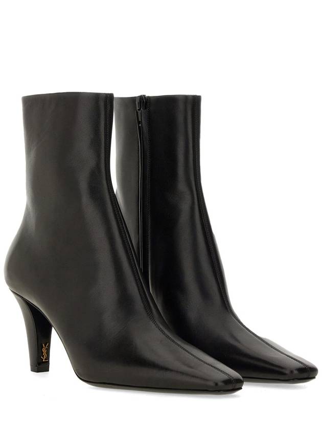 Jill Leather Ankle Boots Black - SAINT LAURENT - BALAAN 4