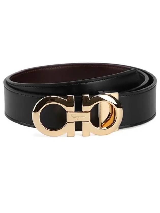 Gancini Reversible Adjustable Leather Belt Black - SALVATORE FERRAGAMO - BALAAN 2