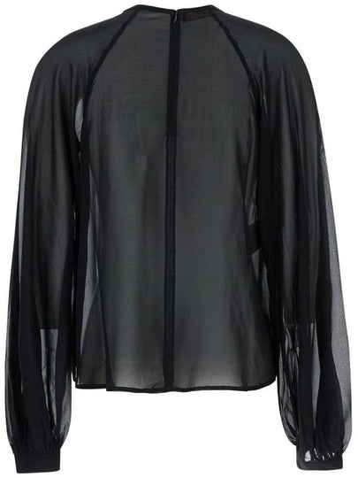 Black Blouse With Crew Neck In Stretch Silk Woman - ANDAMANE - BALAAN 2