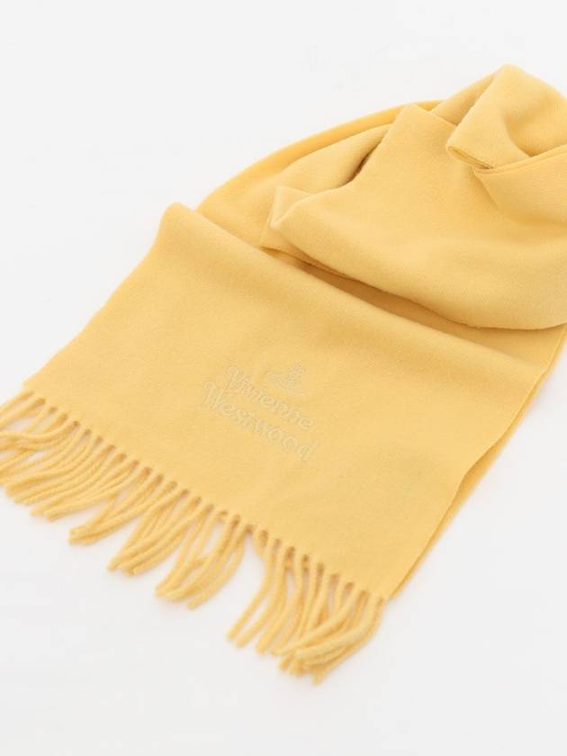 Logo Wool Fringe Muffler Yellow - VIVIENNE WESTWOOD - BALAAN 4