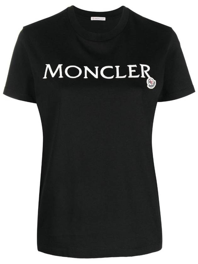 Embroidered Logo Cotton Short Sleeve T-Shirt Black - MONCLER - BALAAN 2