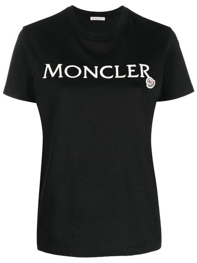 Embroidered Logo Cotton Short Sleeve T-Shirt Black - MONCLER - BALAAN 2