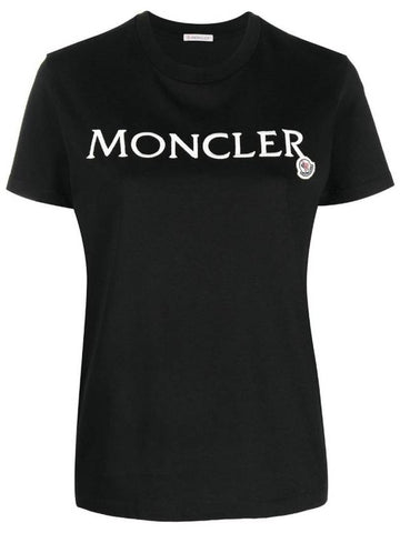 Women s embroidery logo short sleeved t shirt black 8C0001189AIJ999 - MONCLER - BALAAN 1