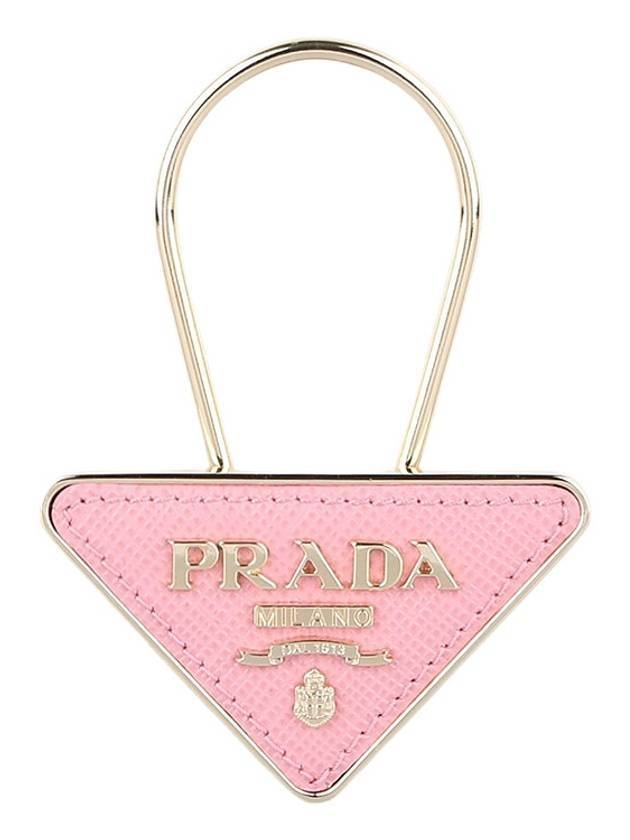 triangle logo saffiano key ring pink - PRADA - BALAAN 1