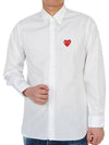 Men's Red Heart Long Sleeve Shirt White - COMME DES GARCONS - BALAAN 6