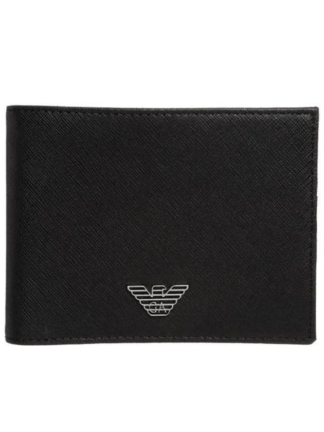 Logo Detail Leather Half Wallet Black - EMPORIO ARMANI - BALAAN 2