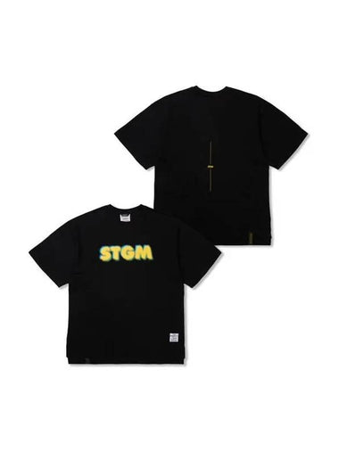 Harf Tone Oversized Short Sleeves T Shirts Black - STIGMA - BALAAN 1