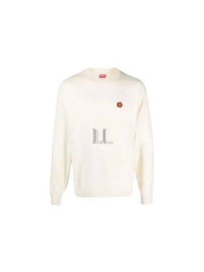 Boke Flower Wool Crew Neck Knit Top White - KENZO - BALAAN 2