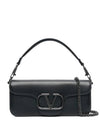 V Logo Chain Leather Shoulder Bag Black - VALENTINO - BALAAN 1