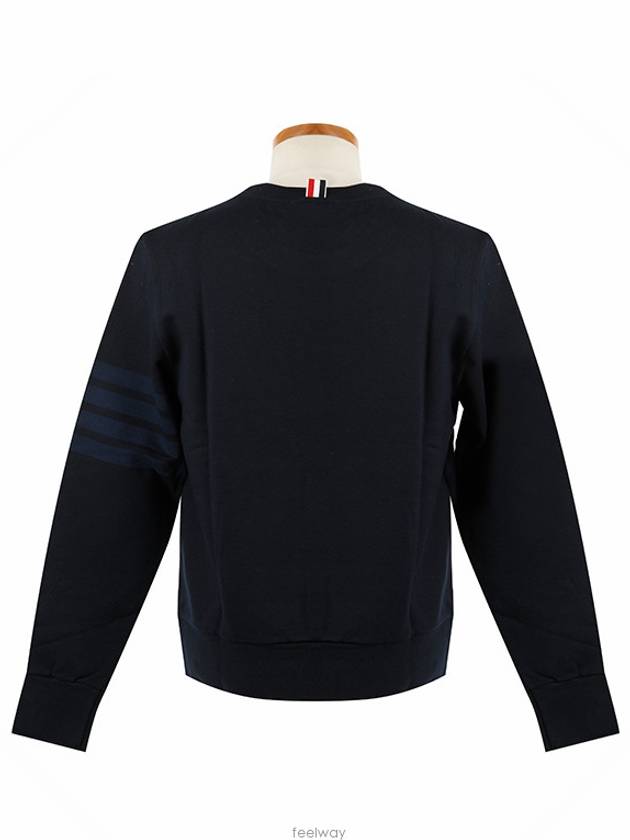 4 Bar Tonal Crew Neck Sweatshirt Navy - THOM BROWNE - BALAAN 4