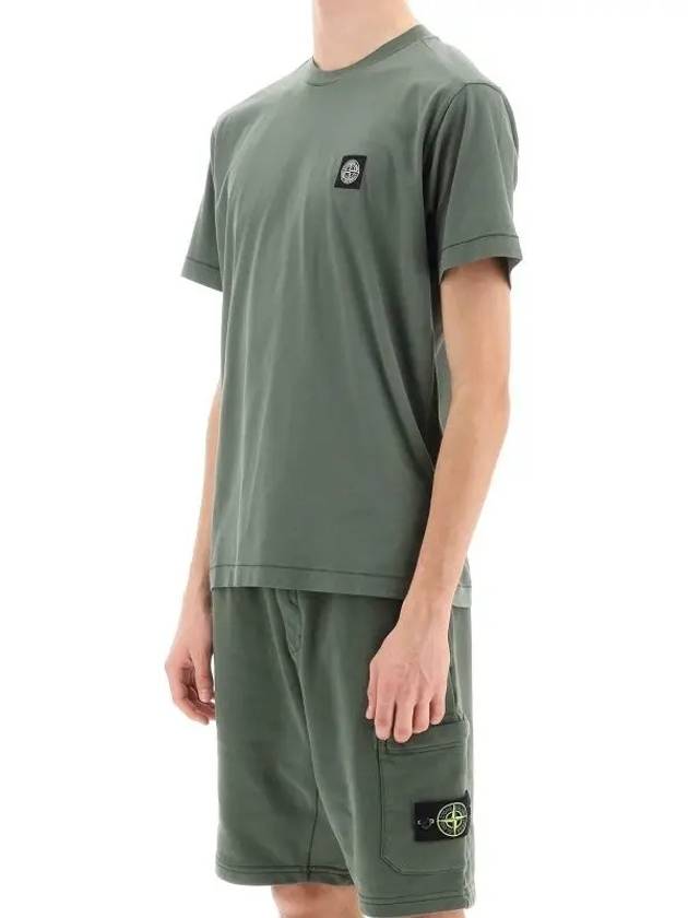 Logo Patch Short Sleeves T-Shirt Green - STONE ISLAND - BALAAN 5