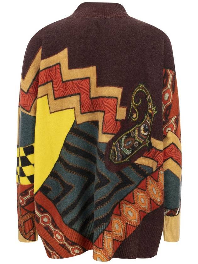 Women's Print Oversized Wool Knit Top - ETRO - BALAAN 3