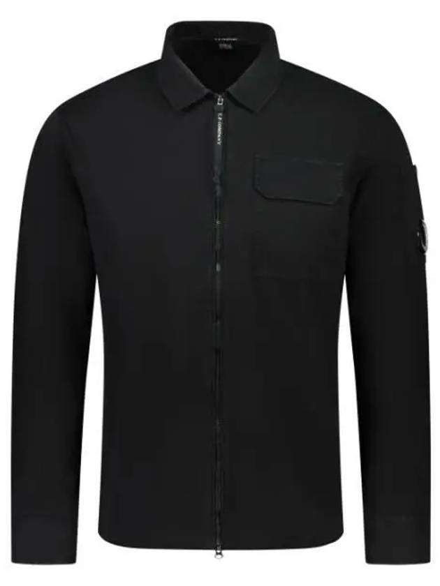 Gabardine Zip Up Long Sleeve Shirt Black - CP COMPANY - BALAAN 2