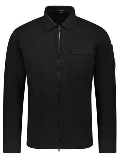 Gabardine Zip Up Long Sleeve Shirt Black - CP COMPANY - BALAAN 2