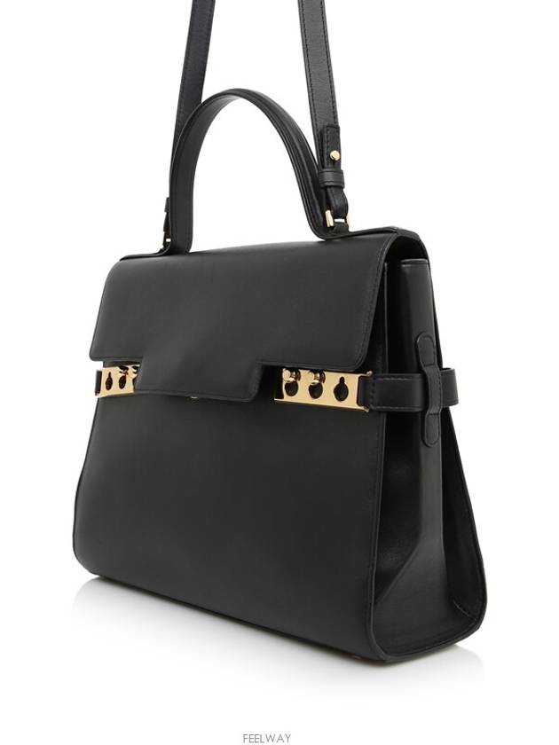 Classic TEMPETE Tompete Black Gold Shoulder Flap Bag - DELVAUX - BALAAN 2