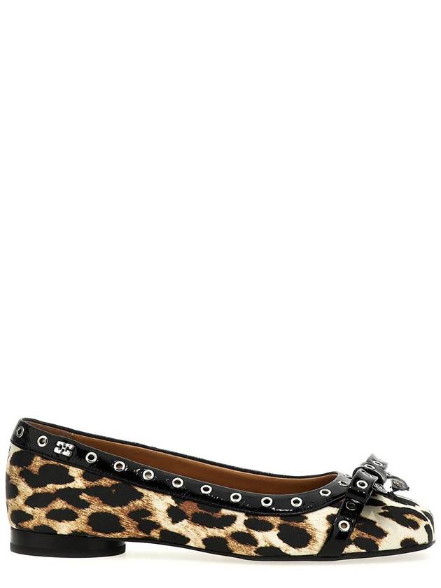 Ganni 'Leopard Eyelets Bow' Ballet Flats - GANNI - BALAAN 1