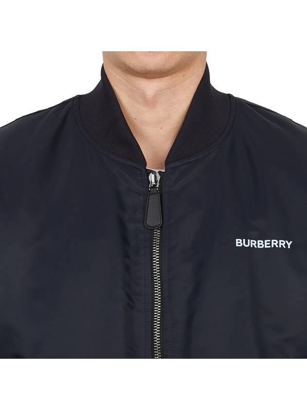 Men's Logo Print Nylon Bomber Jacket Smoke Navy - BURBERRY - BALAAN 10