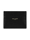 Embossed Logo Leather Card Wallet Black - SAINT LAURENT - BALAAN 2