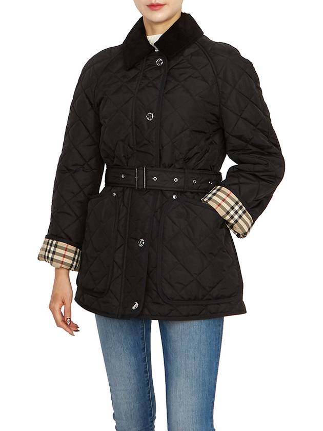 Diamond Quilted Nylon Jacket Black - BURBERRY - BALAAN 8