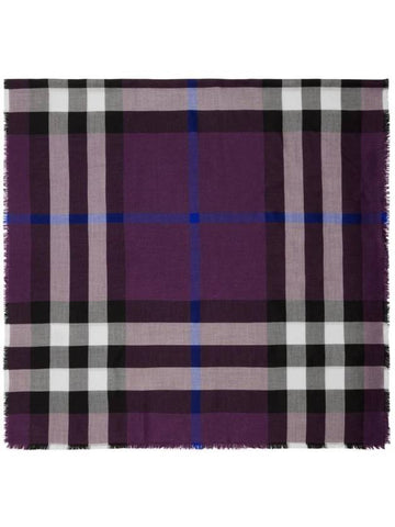 Check Lightweight Cashmere Silk Scarf Pansy - BURBERRY - BALAAN 1