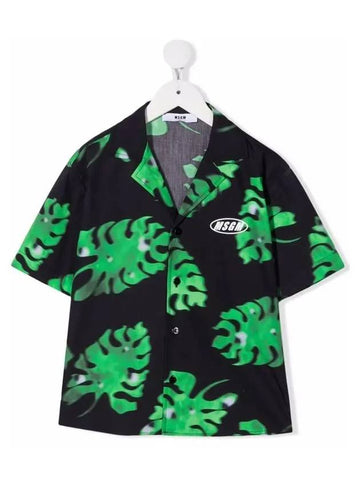 Kids Women s Logo Leaf Print Shirt MS028923 080 - MSGM - BALAAN 1