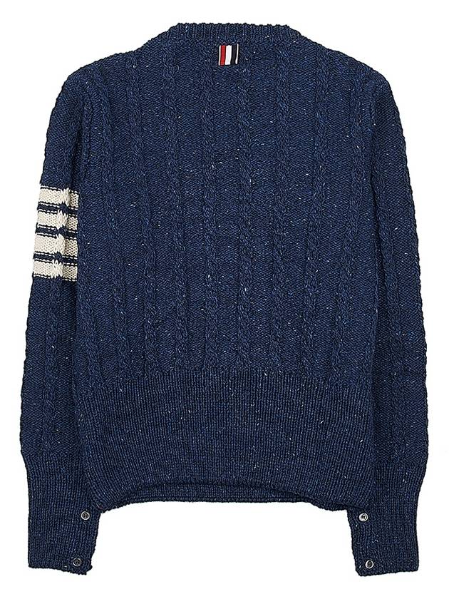 Donegal Twist Cable 4-Bar Classic Crewneck Knit Top Blue - THOM BROWNE - BALAAN 3