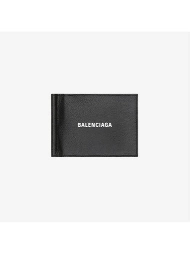 Balenciaga Grained Calfskin Bill Clip Cash Bifold Card Holder Black White Luxray - ETC - BALAAN 1