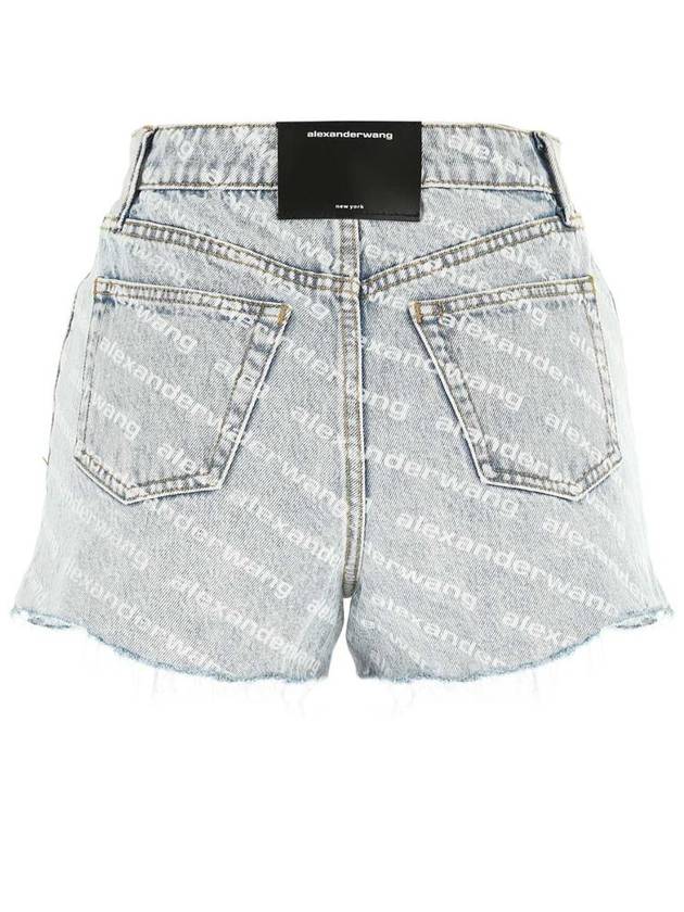 All-Over Logo Bite High Waist Denim Shorts Blue - ALEXANDER WANG - BALAAN 3