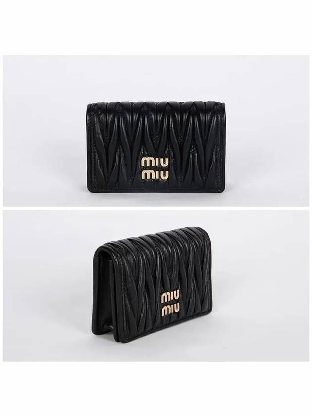 Matelasse Nappa Leather Half Wallet Black - MIU MIU - BALAAN 3