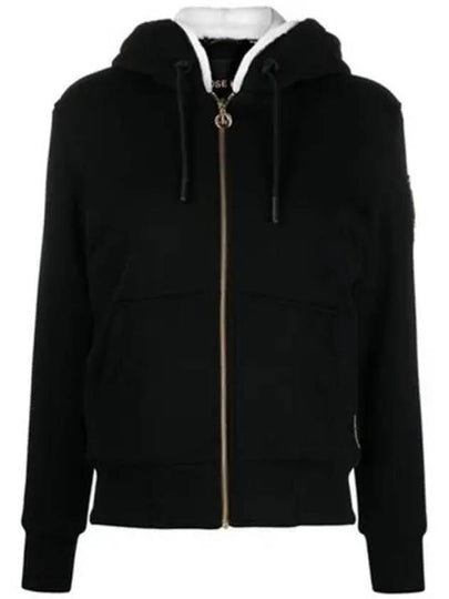 Madison Bunny Logo Gold Hardware Hooded Zip Up Black - MOOSE KNUCKLES - BALAAN 2