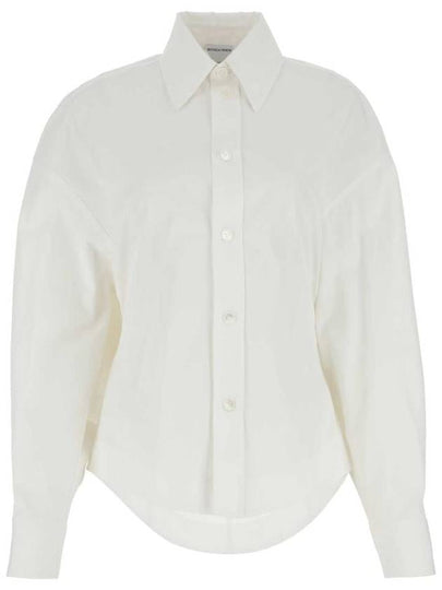 Women's Compact Cotton Long Sleeve Shirt Chalk - BOTTEGA VENETA - BALAAN 2