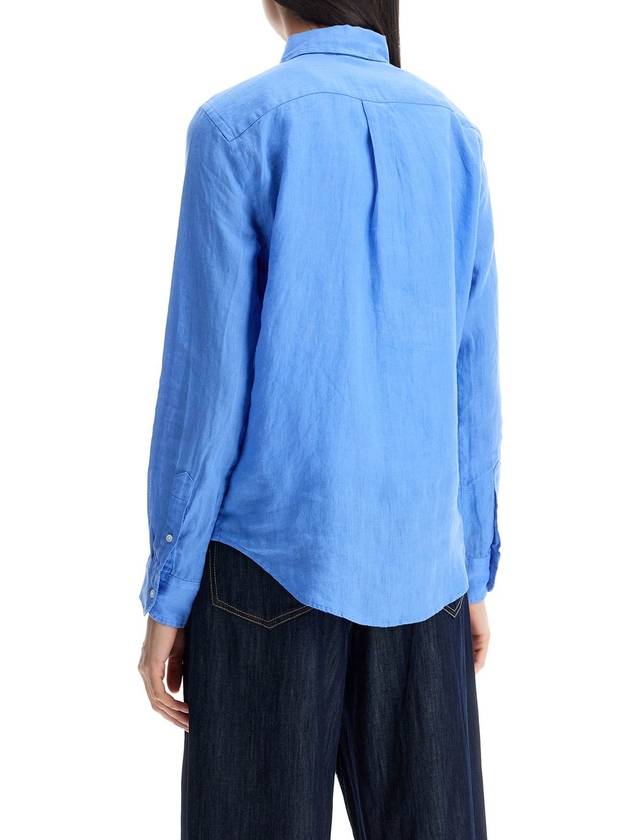 long sleeve linen shirt harbor island blue for women - POLO RALPH LAUREN - BALAAN 3