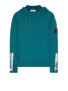 Tape For Print Brushed Cotton Fleece Hoodie Petrol Green - STONE ISLAND - BALAAN 2