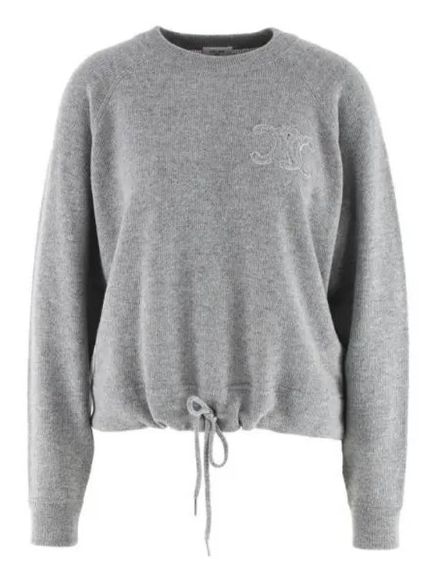 Triomphe Patch Wool Cashmere Crew Neck Sweater Grey - CELINE - BALAAN 2