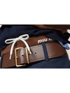 Logo Engraved Buckle Calfskin Belt Brown - MIU MIU - BALAAN 4