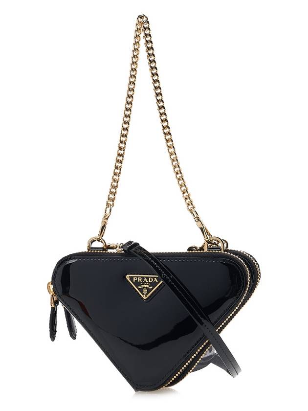 Triangular Patent Leather Mini Pouch Bag Black - PRADA - BALAAN 3