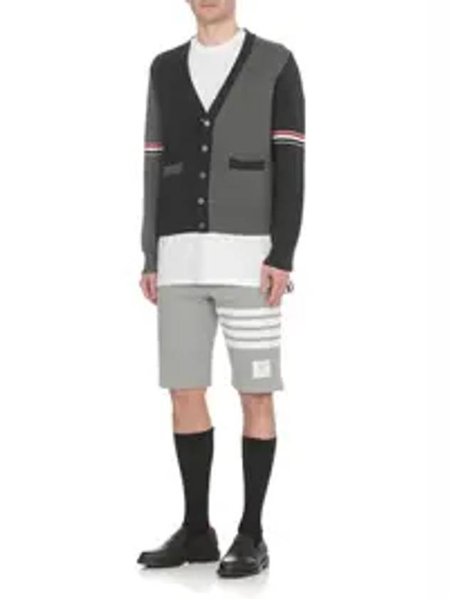 Funmix Cotton ArmBand V-Neck Cardigan Tonal Grey - THOM BROWNE - BALAAN 7