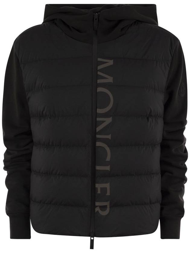 Padded Cotton Zip-Up Hoodie Black - MONCLER - BALAAN 2