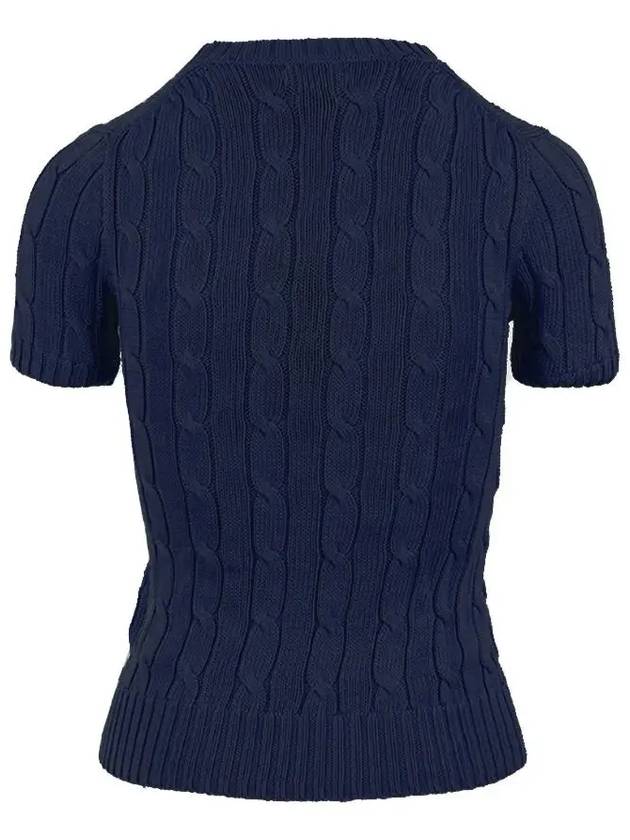 Embroidered Pony Pocket Knit Top Navy - POLO RALPH LAUREN - BALAAN 4