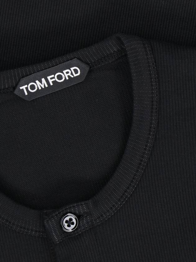 Henry Ribbed Long Sleeve T-Shirt Black - TOM FORD - BALAAN 4