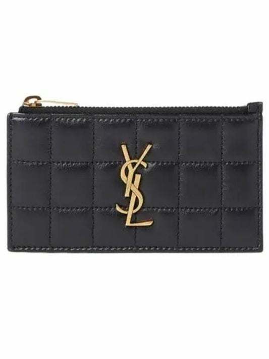 Cassandra Matelasse Leather Card Wallet Black - SAINT LAURENT - BALAAN 1