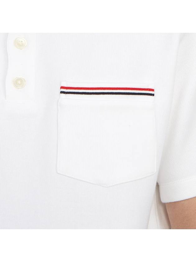 RWB Pocket Interlock Cotton Short Sleeve Polo Shirt White - THOM BROWNE - BALAAN 9