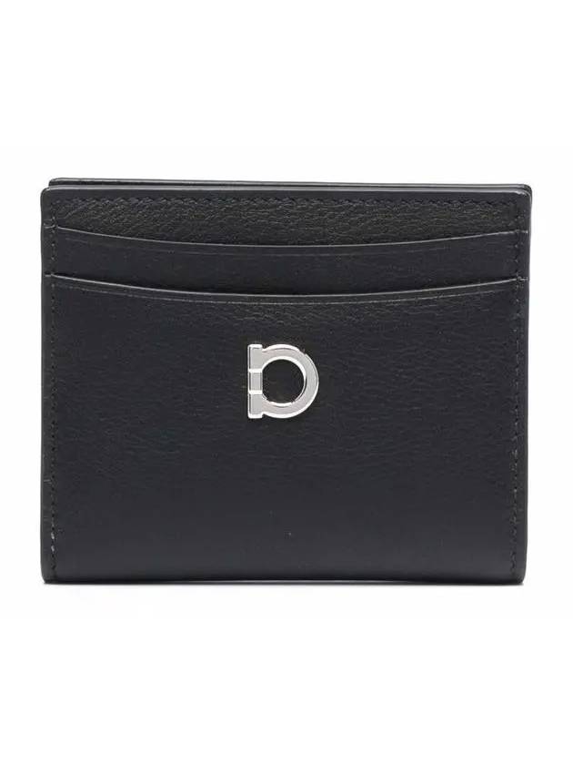 Silver Gancini Half Wallet Black - SALVATORE FERRAGAMO - BALAAN 2