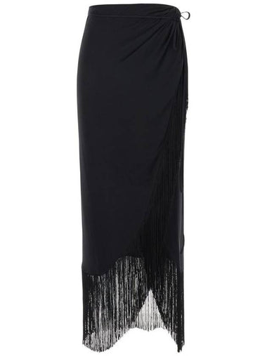 Black Sarong Skirt In Silk Stretch Woman - ANDAMANE - BALAAN 1