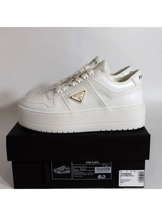 Downtown Bold Leather Low Top Sneakers White - PRADA - BALAAN 3