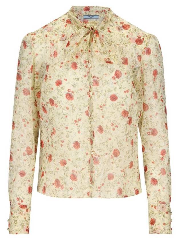 printed chiffon shirt beige - PRADA - BALAAN 1